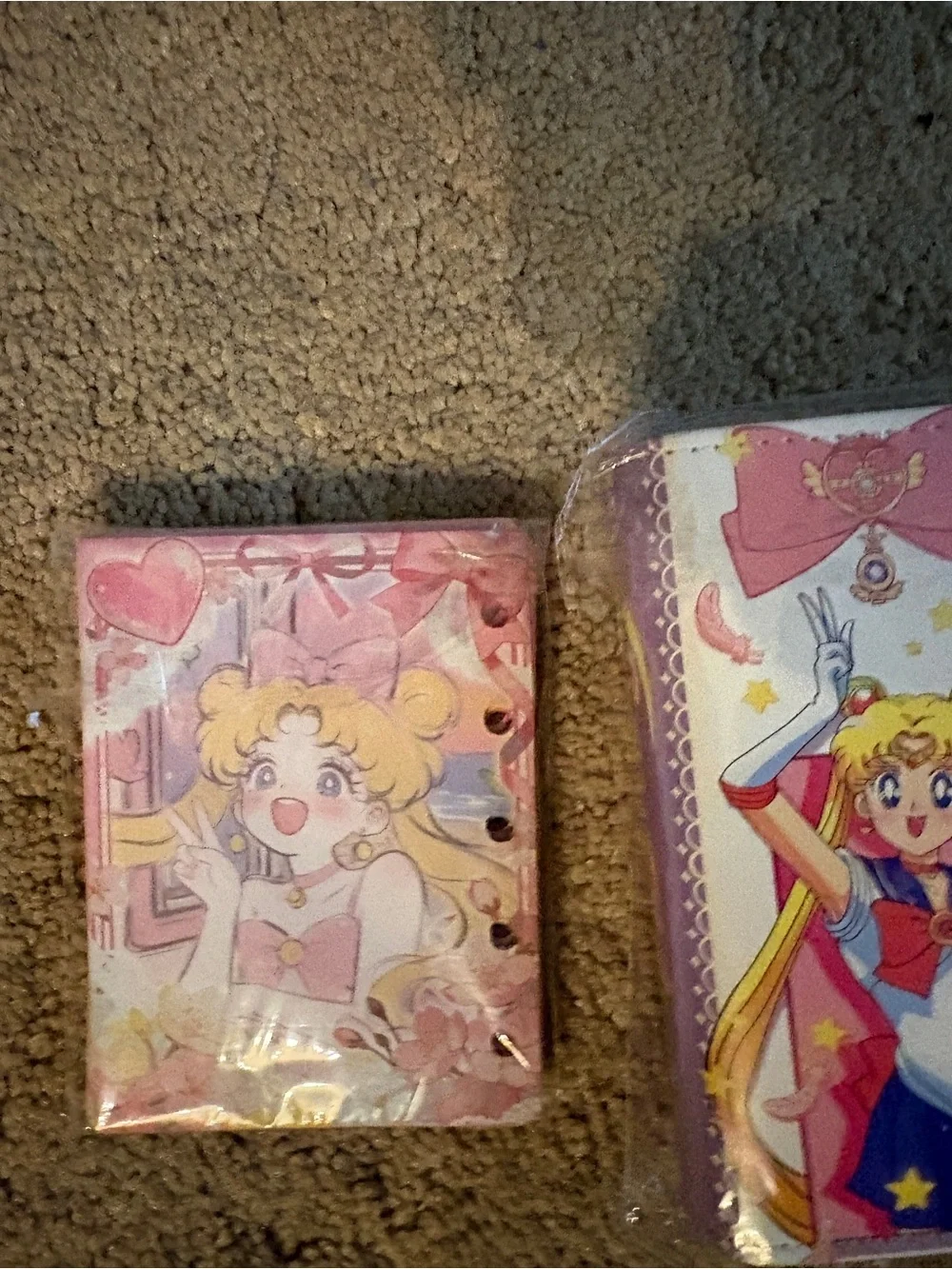 Sailor Moon pink 5x5 inches high plastic binder with paper inserts
